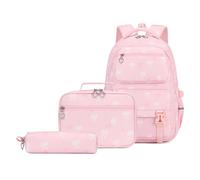 Bow School Bags for Boys Girls Causal School Bookbag Lightweight Polka Point Backpack Large Capacity Polka Dots Rucksack Multi-Layer Pockets Floral Pattern Bookbags Travel Backpacks