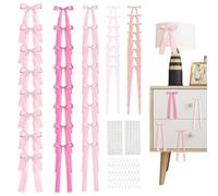 Bow Wall Decor for Girls Room - 40 Pieces Pre Tied Backdrop with 40 Pins