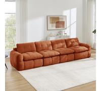 BOWDOW Canapé 4 Places Modulable Chenille Orange 334x97x68 cm, sans Montage | Chenille douce, mousse 32D, sans montage, charge 800 kg, 4 places modulables.