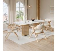 BOWDOW Lot 6 chaises Pliantes Lin Beige, Bois Massif, Gain de Place | 6 chaises pliantes, idéales grandes tablées, rangement gain de place, bois massif résistant, design sobre et élégant