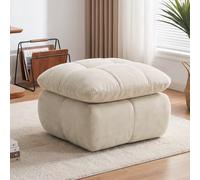 BOWDOW Pouf Ottoman Chenille 72x63x50 cm, Repose-Pieds Confort，Beige | Chenille douce et résistante, mousse haute densité, charge 150 kg, livraison sous vide, aucun outil requis.