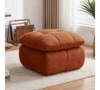 BOWDOW Pouf Ottoman Chenille 72x63x50 cm, Repose-Pieds Confort，Orange | Chenille douce et résistante, mousse haute densité, charge 150 kg, livraison sous vide, aucun outil requis.