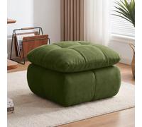 BOWDOW Pouf Ottoman Chenille 72x63x50 cm, Repose-Pieds Confort，Vert | Chenille douce et résistante, mousse haute densité, charge 150 kg, livraison sous vide, aucun outil requis.
