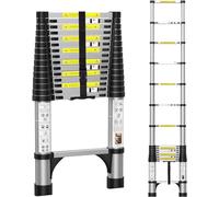 BOWEITI Échelle télescopique de 4,7 m, échelle Pliable en Aluminium avec Pieds antidérapants, échelle compacte légère pour Camping-Car, Maison, extérieur, échelle d'extension d'une capacité de 150 kg