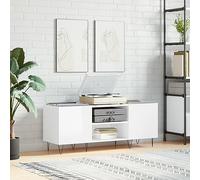 BOWEKAM Armoire à disques en bois blanc brillant 121 x 38 x 48 cm