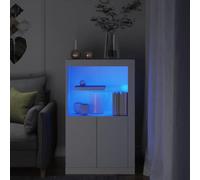 BOWEKAM Armoire d'appoint pour maison et jardin avec lumières LED Blanc