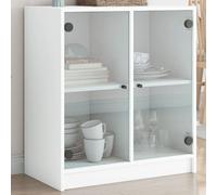 BOWEKAM Armoire d'appoint pour maison et jardin avec portes en verre Blanc 68 x 37 x 75,5 cm