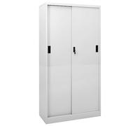 BOWEKAM Armoire de bureau à porte coulissante en acier gris clair 90x40x180 cm
