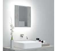BOWEKAM Armoire de salle de bain LED avec miroir en acrylique Gris béton 40 x 12 x 45 cm