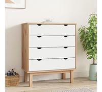 BOWEKAM Armoires et commode de rangement en pin massif Marron et blanc 76,5 x 39,5 x 90 cm