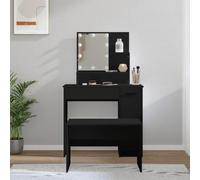 BOWEKAM Armoires et meubles de rangement - Coiffeuse pour chambre à coucher - Coiffeuse avec LED en bois noir