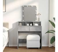 BOWEKAM Armoires et meubles de rangement - Coiffeuse pour chambre à coucher - Coiffeuse avec LED - Gris béton - 80 x 41 x 144,5 cm