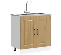 BOWEKAM Armoires et rangements-Armoires de cuisine-Meuble bas évier Kalmar Chêne artisanal 80 x 46 x 81,5 cm Bois d'ingénierie