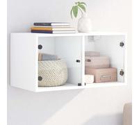 BOWEKAM Armoires et rangements-Armoires de rangement et casiers-Armoire murale avec portes en verre Blanc 68,5 x 37 x 35 cm