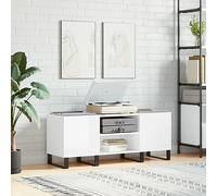 BOWEKAM Armoires et rangements-armoires de rangement et étagères - Meuble à disques en bois d'ingénierie blanc brillant 121 x 38 x 48 cm