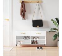 BOWEKAM Banc à chaussures en bois d'ingénierie Blanc 102 x 35 x 55 cm