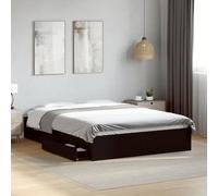 BOWEKAM Beds & Accessories-Beds & Bed Frames-Cadre de lit avec tiroirs sans matelas Noir 120 x 200 cm
