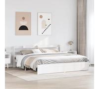 BOWEKAM Beds & Accessories Cadre de lit avec tête de lit sans matelas Blanc 180 x 200 cm Super King size