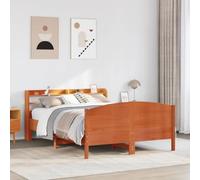 BOWEKAM Beds & Accessories Cadre de lit double en pin massif Marron ciré 135 x 190 cm