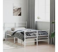 BOWEKAM Beds & Accessories Cadre de lit en métal sans matelas avec pied de lit Blanc 120 x 200 cm