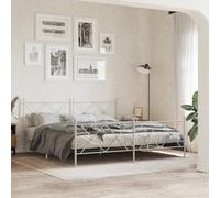 BOWEKAM Beds & Accessories Cadre de lit en métal sans matelas avec pied de lit Blanc 183 x 213 cm
