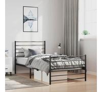 BOWEKAM Beds & Accessories Cadre de lit en métal sans matelas avec pied de lit Noir 100 x 200 cm