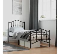 BOWEKAM Beds & Accessories Cadre de lit en métal sans matelas avec pied de lit Noir 75 x 190 cm