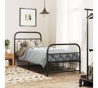 BOWEKAM Beds & Accessories Cadre de lit en métal sans matelas avec pied de lit Noir 80 x 200 cm