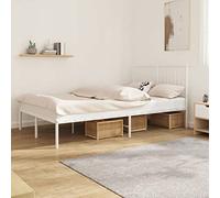 BOWEKAM Beds & Accessories Cadre de lit en métal sans matelas avec tête de lit Blanc 120 x 200 cm