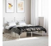 BOWEKAM Beds & Accessories Cadre de lit en métal sans matelas avec tête de lit Blanc 135 x 190 cm