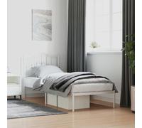 BOWEKAM Beds & Accessories Cadre de lit en métal sans matelas avec tête de lit Blanc 90 x 190 cm