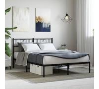 BOWEKAM Beds & Accessories Cadre de lit en métal sans matelas avec tête de lit Noir 160 x 200 cm