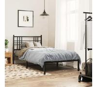 BOWEKAM Beds & Accessories Cadre de lit en métal sans matelas avec tête de lit Noir 90 x 190 cm
