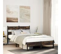 BOWEKAM Beds & Accessories Cadre de lit en métal sans matelas Chêne fumé 120 x 200 cm