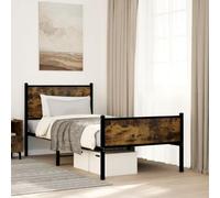 BOWEKAM Beds & Accessories Cadre de lit en métal sans matelas Chêne fumé 90 x 200 cm