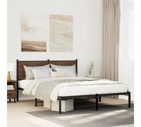 BOWEKAM Beds & Accessories Cadre de lit en métal sans matelas Chêne marron 137 x 190 cm