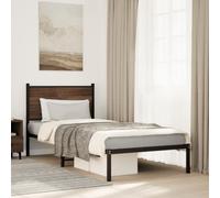 BOWEKAM Beds & Accessories Cadre de lit en métal sans matelas Chêne marron 90 x 200 cm