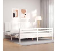 BOWEKAM Beds & Accessories Cadre de lit sans matelas Blanc 200 x 200 cm Bois massif