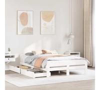 BOWEKAM Beds & Accessories Cadre de lit sans matelas en pin massif Blanc 160 x 200 cm