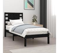 BOWEKAM Beds & Accessories Cadre de lit sans matelas en pin massif Noir 100 x 200 cm