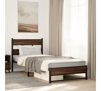 BOWEKAM Beds & Accessories Cadre de lit simple en métal sans matelas Chêne marron 90 x 190 cm