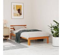 BOWEKAM Beds & Accessories Cadre de lit simple en pin massif Marron ciré 75 x 190 cm