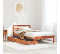 BOWEKAM Beds & Accessories Cadre de lit simple en pin massif Marron ciré 75 x 190 cm