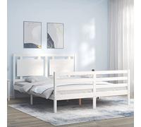 BOWEKAM Beds & Accessories - Lits et cadres de lit - Cadre de lit sans matelas - Blanc - 160 x 200 cm - Bois massif