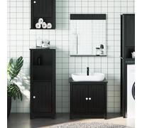 BOWEKAM BERG Lot de 3 meubles de salle de bain en pin massif Noir