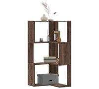 BOWEKAM Bibliothèque d'angle à 3 niveaux en bois d'ingénierie Marron 50 x 50 x 102 cm