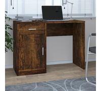 BOWEKAM Bureau de bureau avec tiroir et armoire en chêne fumé 100 x 40 x 73 cm