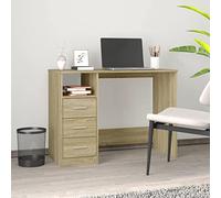 BOWEKAM Bureau de bureau avec tiroirs Chêne Sonoma 102 x 50 x 76 cm