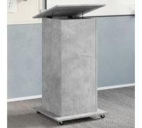 BOWEKAM Bureau-Lutrin à roulettes et tiroir Gris béton 55 x 55 x 107 cm