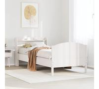 BOWEKAM Cadre de lit simple sans matelas en pin massif Blanc 75 x 190 cm